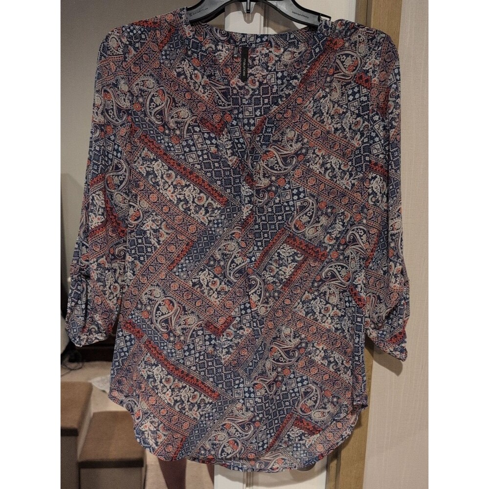 Maurices Navy, Coral and Cream Paisley Tunic